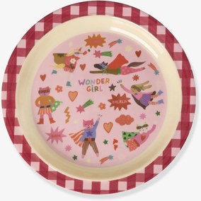 Prato de melamina HERO verde rice para criança quadrados rosa