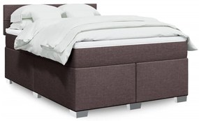 vidaXL Cama com molas/colchão 140x190 cm tecido castanho-escuro