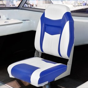2 Assentos de barco dobráveis com encosto alto Almofada almofadada macia universal moldado macio 44,5 x 51 x 61 cm Azul