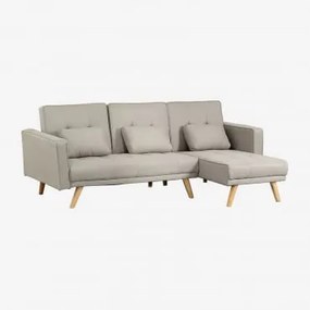 Sofá-cama Chaise Longue De 4 Lugares Em Tecido Cupal Creme Bege - Sklum