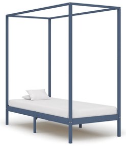 vidaXL Estrutura de cama com toldo 90x200 cm pinho maciço cinzento