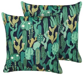 Conjunto de 2 almofadas decorativas de jardim com padrão de cacto verde 45 x 45 cm BUSSANA Beliani