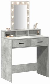 mesa de maquilhagem vidaXL com luzes LED cinza de betão 79x41x140 cm