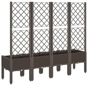Vaso/floreira de jardim c/ treliça 160x40x142 cm PP castanho