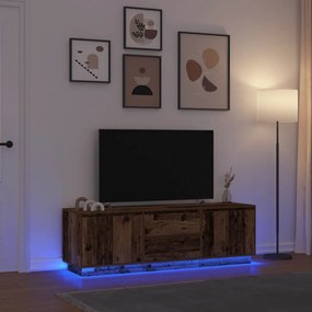 vidaXL Móvel de TV com luzes LED 160,5x41x50 cm madeira velha