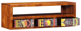 Armário de TV para parede 90x30x30 cm madeira acácia maciça