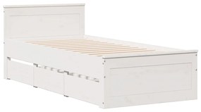 Cama com estante sem colchão 75x190 cm pinho maciço branco