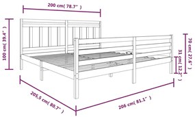 Estrutura de cama 200x200 cm madeira maciça branco