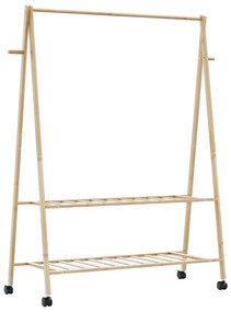 Cabide com prateleiras e rodas 132x45,5x155,5 cm bambu