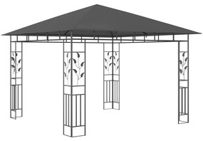 Gazebo c/ mosquiteiro e cordões luzes LED 3x3x2,73m antracite