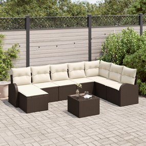 Conjunto de Sofá de Jardim de 8 Peças com Almofadas Cinza Rattan PE