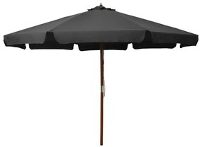 vidaXL Guarda-sol de exterior com poste de madeira 330 cm antracite