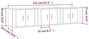Móveis de TV de parede 3 pcs 57x34,5x40 cm branco