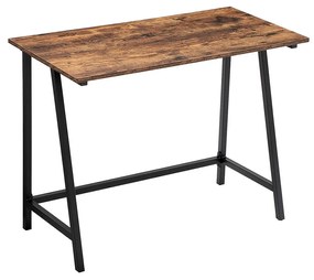 Mesa de computador VASAGLE, escrivaninha com estrutura de aço, tampo rústico, mesa de trabalho para escritório e estudo em casa, fácil montagem, 100 x 50 x 75 cm, industrial, marrom rústico e preto LWD40X