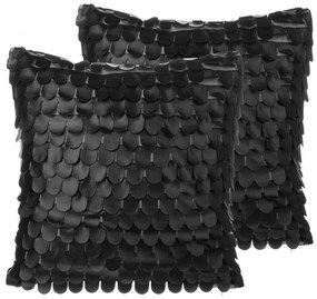 Conjunto de 2 almofadas decorativas em pele sintética preta 45 x 45 cm LOBELIA Beliani