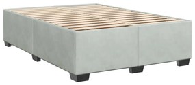 Cama com molas/colchão 140x200 cm veludo cinzento-claro