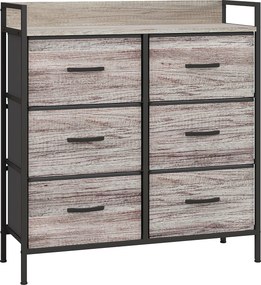 HOMCOM Cómoda com 6 Gavetas Dobráveis de Tecido Estrutura de Aço e Estilo Industrial 79x29x85 cm Cinzento | Aosom Portugal