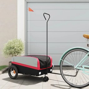 vidaXL Reboque para bicicleta 30 kg ferro preto e vermelho