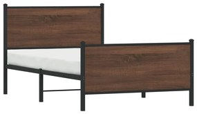 Estrutura de cama sem colchão 100x190cm metal carvalho castanho