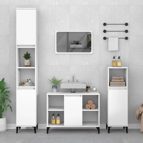 vidaXL 3 pcs conjunto móveis casa de banho derivados de madeira branco