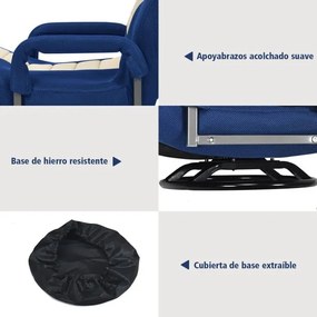 Cadeira Gaming de chão ajustável em 6 posições com base giratória de 360° para leitura e relaxamento 61-87 x 55 x 75 cm  Azul