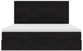 Estrutura de cama otomana com colchões 180x200cm veludo preto