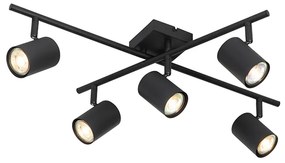 Candeeiro de teto moderno preto 5-luzes ajustável quadrado - Jeana Moderno