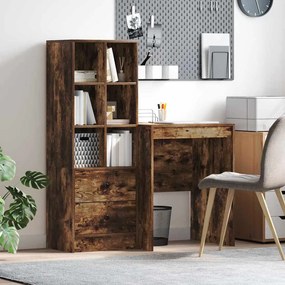 vidaXL Mesa com Armazenamento 2 pcs Carvalho Defumado 60 x 50 x 76 cm
