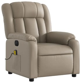 Poltrona massagens reclinável elétrica couro artif. cappuccino