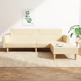 3080590 vidaXL Sofá-cama de 2 lugares com apoio de pés tecido cor creme