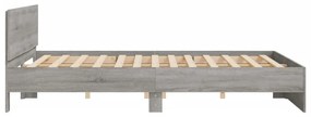 Estrutura cama com cabeceira 180x200 cm cinzento sonoma