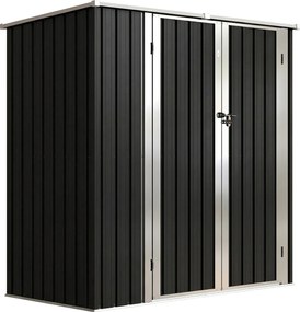 Outsunny Abrigo de Jardim Exterior Metálico 1,37 m² 163x89x163 cm com Telhado Inclinado Portas com Fecho e Luvas Cinzento | Aosom Portugal