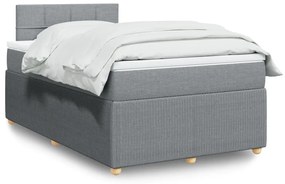 Cama boxspring com colchão 120x190 cm tecido cinzento-claro