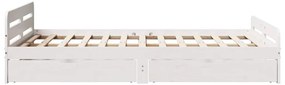 Cama sem colchão 135x190 cm madeira de pinho maciça branco
