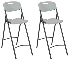Cadeiras de bar dobráveis 2 pcs PEAD e aço branco