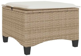 Bancos de jardim com almofadas 2 unid 55x55x36 cm vime PE bege