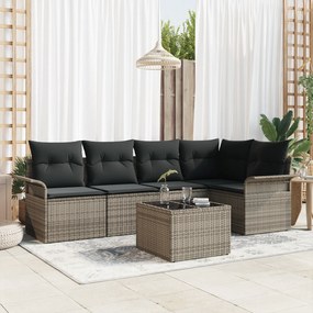 Conjunto de Sofá de Jardim de 5 Peças com Almofadas Preto Rattan Polié