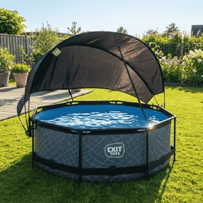 Piscina redonda Stone ø244x76cm com bomba de filtragem e cobertura - Cinzenta