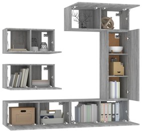 Conjunto móveis de TV 6 pcs madeira processada sonoma cinza