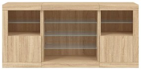Aparador com luzes LED 142,5x37x67 cm carvalho sonoma