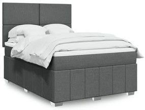 Cama com molas/colchão 140x200 cm tecido cinzento-escuro