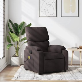vidaXL Poltrona de massagens reclinável tecido castanho-escuro