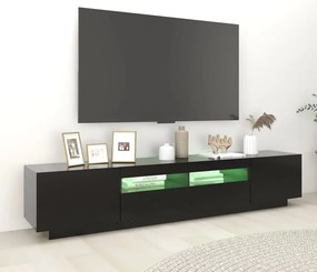 Móvel de TV com luzes LED 200x35x40 cm preto