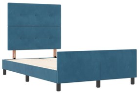 Estrutura de Cama vidaXL Azul Escuro 120x190 cm Veludo