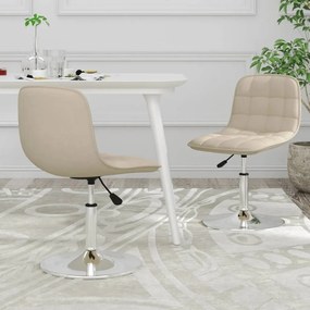vidaXL Cadeiras de jantar giratórias 2 pcs tecido cor creme