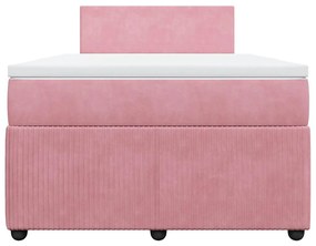 Cama boxspring com colchão 120x200 cm veludo rosa