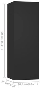 3 pcs conjunto de móveis de TV derivados de madeira preto