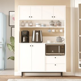 Armário Alto de Cozinha "Toledo" - Branco - 120x180x35.5cm - Design Mo