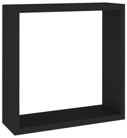 Prateleiras de parede em forma de cubo 3 pcs MDF preto