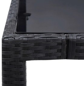 5 pcs conjunto de jantar para jardim vime PE preto